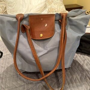 Longchamp Blue and Brown Tote Bag